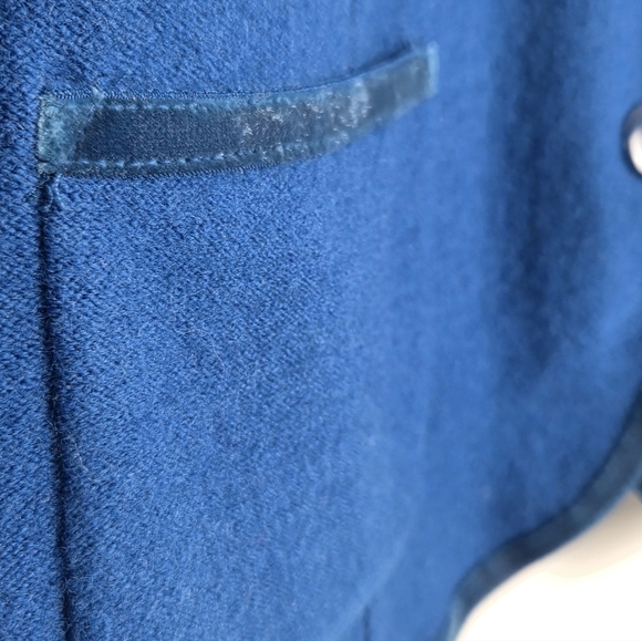 Vintage Talbots 100% Merino Wool Blue Button-Up Velvet Trim Jacket Size M - Picture 4 of 9